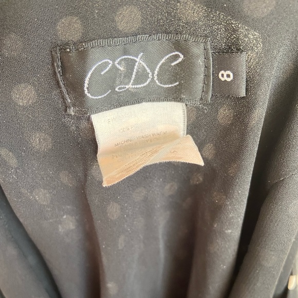 CDC BLACK AND WHITE POLKA DOT ASYMMETRIC MIDI DRESS, SLEEVELESS, SIZE 8 - Picture 12 of 12